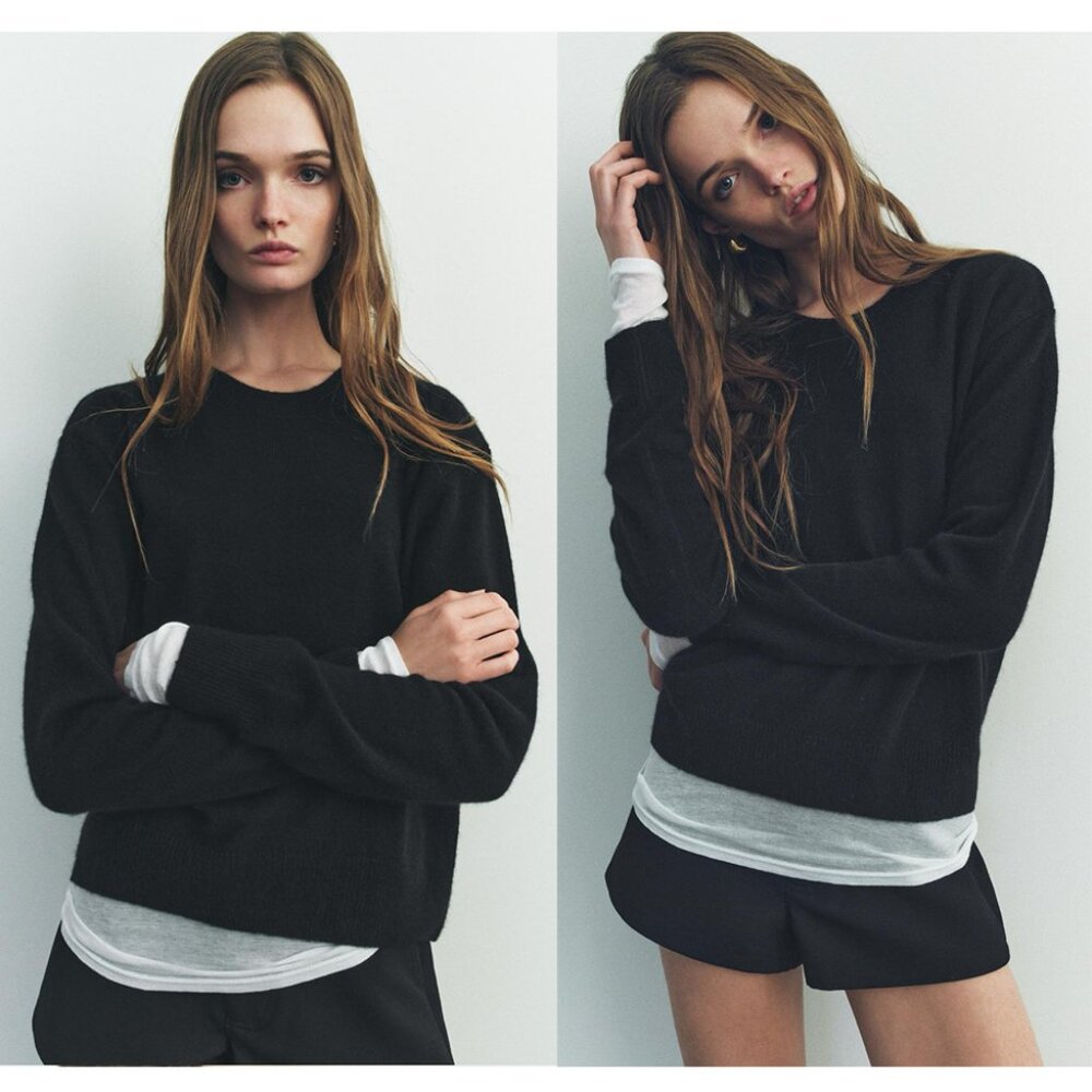 NEW ZARA basic 100% cashmere black sweater 2893 size S